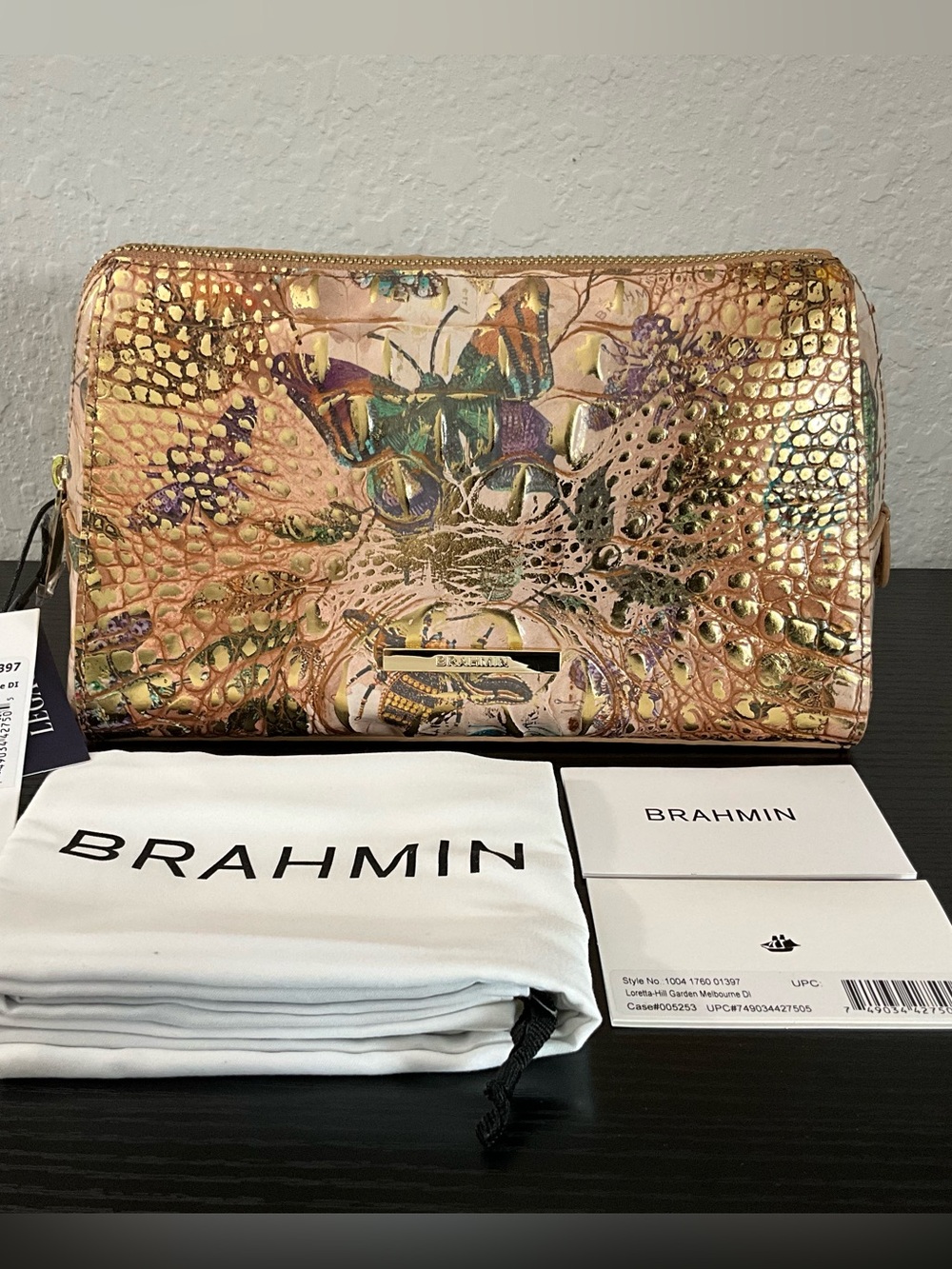 Brahmin Loretta HILL GARDEN MELBOURNE DI Clutch cosmetic Dopp Bag W/Eye